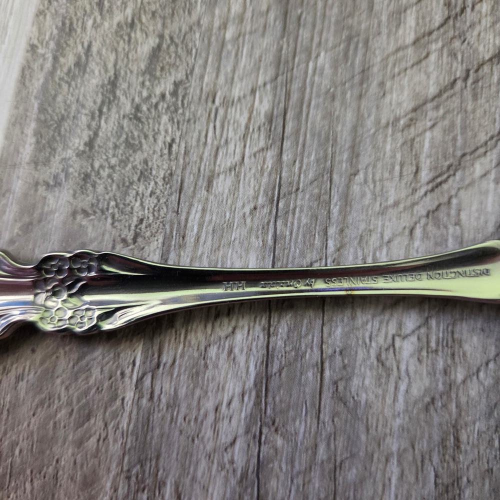 Oneida Raphael Distinction Deluxe Stainless Place Soup Spoon Set of 5 Floral HH - Picture 5 of 7